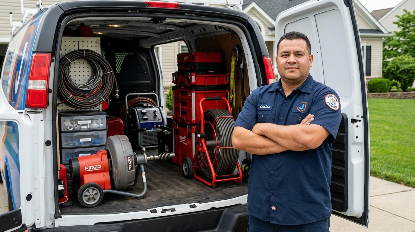 Professional drain cleaning equipment and Johns Plumbing LLC plumber in Hot Sulphur Springs