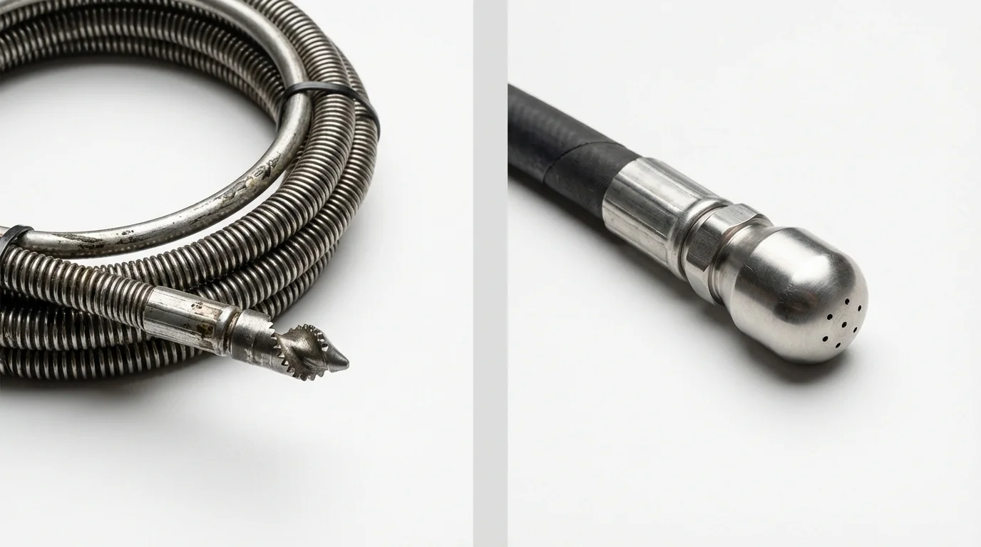 Drain snake cable and hydro jetting nozzle used for drain cleaning in Hot Sulphur Springs, CO