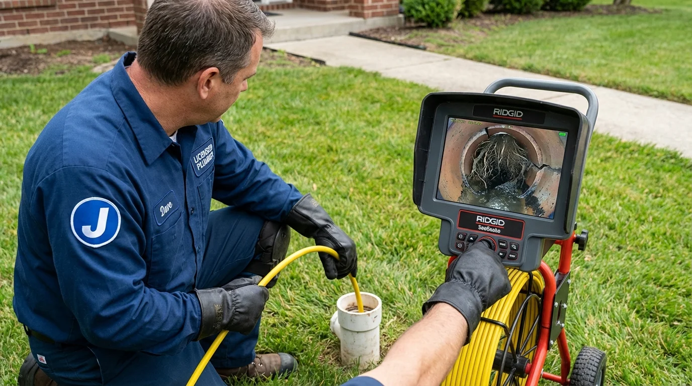 Sewer camera inspection being performed by Johns Plumbing LLC in Hot Sulphur Springs