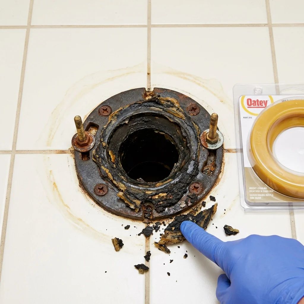 Failed wax ring showing water seepage at the base of a toilet in a Hot Sulphur Springs, CO home